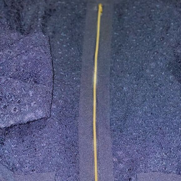 Tahari Arthur S Levine NWT 18 blue lace Bomber jacket gold zipper - Picture 10 of 15